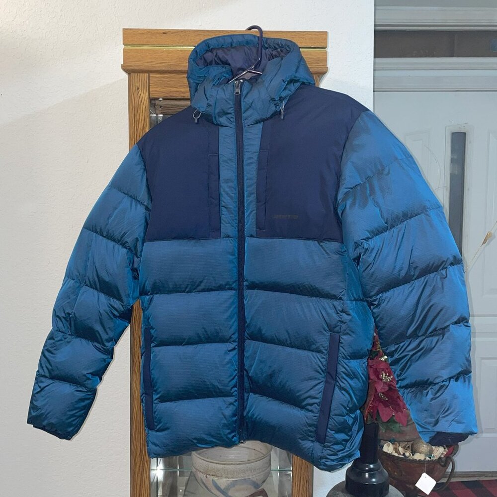 NWT $200 LANDS' END Teal Blue Channel Down Puffer Jacket S Small